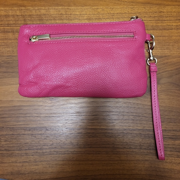 Hot Pink Pebbled Leather Wristlet - Picture 4 of 13
